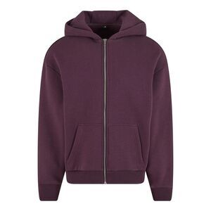 Build Your Brand Unisex Adult Fluffy Full Zip Hoodie / Plum Purple